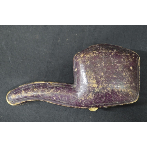 154 - Carved Meerschaum pipe, the bowl in the form of a cherub and shell, contained in fitted case - 4.75