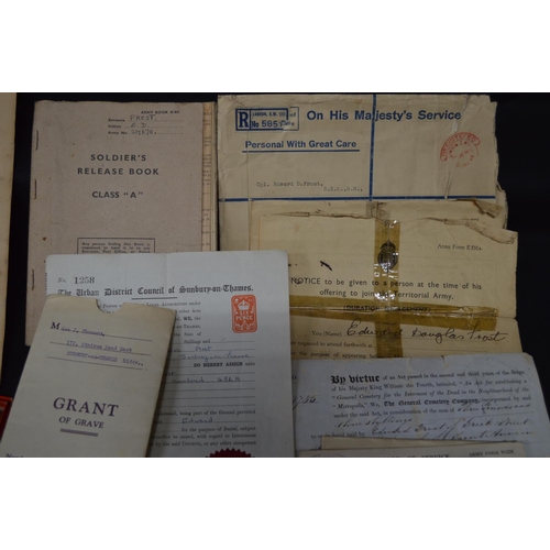 156 - WWII British Empire Medal awarded to Cpl Edward D Frost, RE 2196711 together with paperwork relating... 