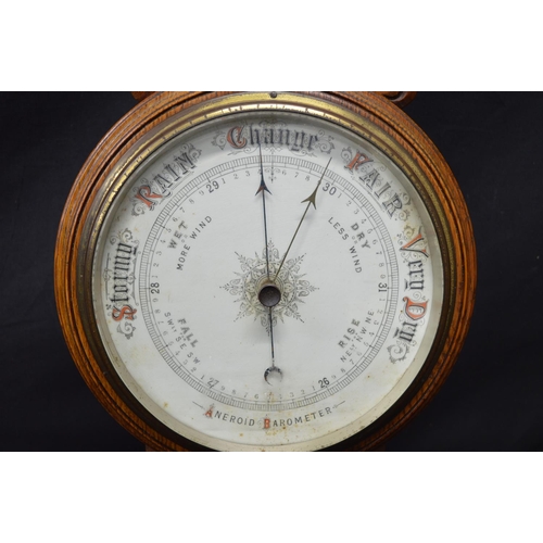 163 - Oak carved wall Aneroid barometer - 33