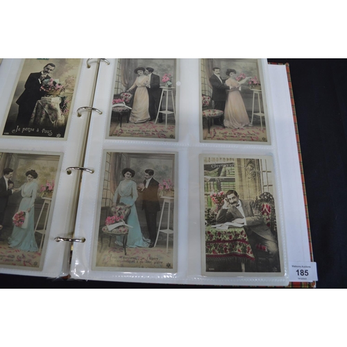 185 - Two albums containing a total of 640 early 20th century French postcards