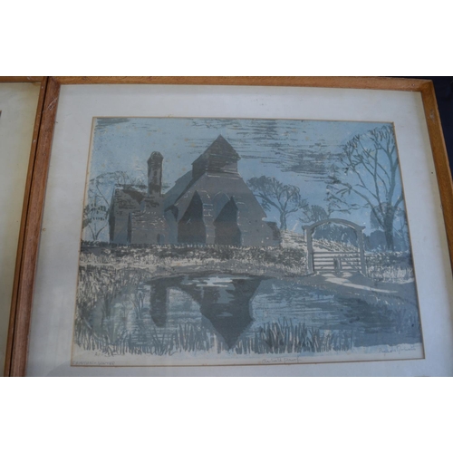 193 - Phyllis Johnston, group of three artists proof lithographs of Alington Church, Friston Church, St Ma... 