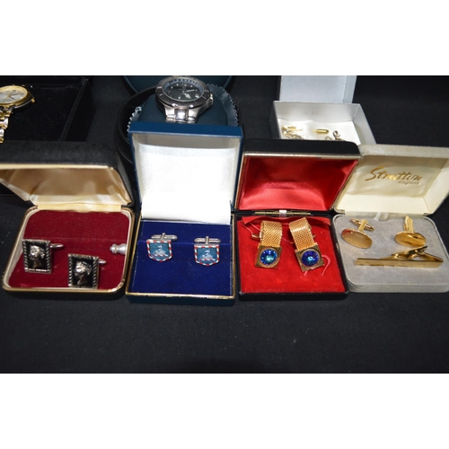 215 - Four Claude Valentini wrist watches together with quantity of silver jewellery and modern cufflinks ... 