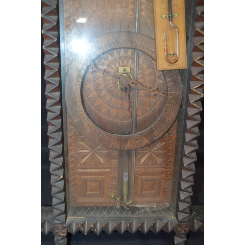 228 - Wooden carved wall hanging barometer (af condition) - 43