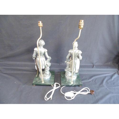 239 - Pair of cast metal figural table lamps in the form of the Duke of Wellington and Admiral Nelson, sta... 