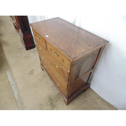 538 - 19th century oak chest of two short and three long drawers, standing on bracket feet - 36.25