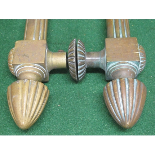 14 - Two pairs of heavy solid brass reeded door handles believed to be from a French casino - total lengt... 