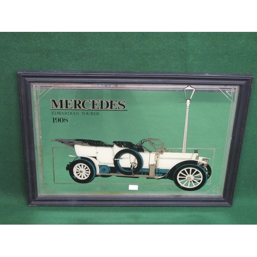 19 - Mirror/picture of a 1908 Mercedes Edwardian tourer, framed - 35