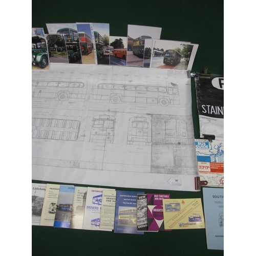 21 - Quantity of bus ephemera to include: Southdown and Maidstone & District timetables, soft back bus hi... 