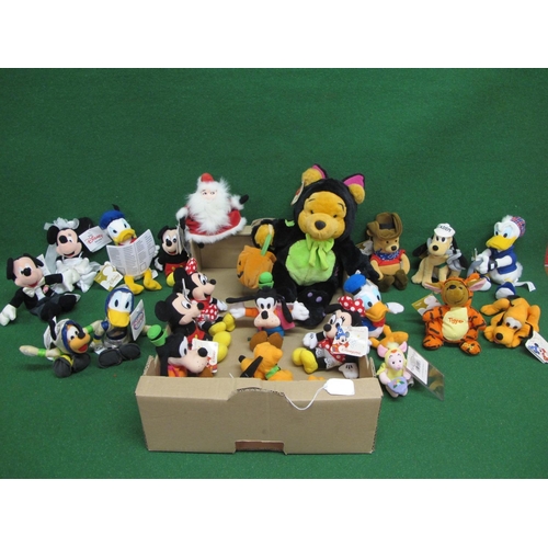 25 - Box of twenty one Disney cartoon character soft toys, all with Disney Store Disneyland-Paris labels