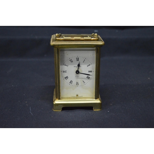 45 - Bayard 8 day brass carriage clock with white paper dial (stained), Roman Numerals and black hands - ... 