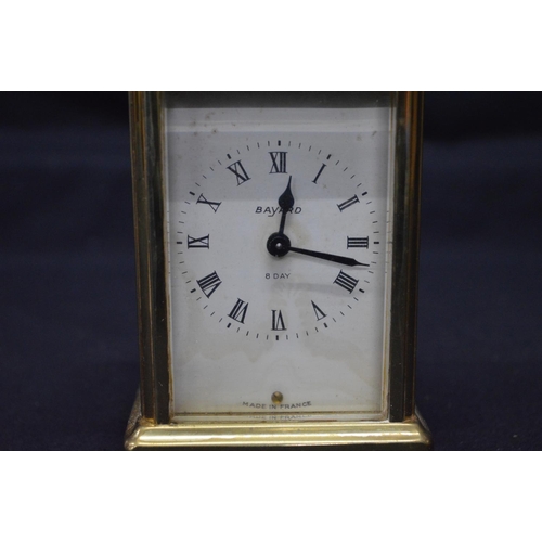 45 - Bayard 8 day brass carriage clock with white paper dial (stained), Roman Numerals and black hands - ... 