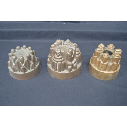 52 - 19th century Benham & Froud copper jelly mould numbered 458 and two other copper jelly moulds number... 