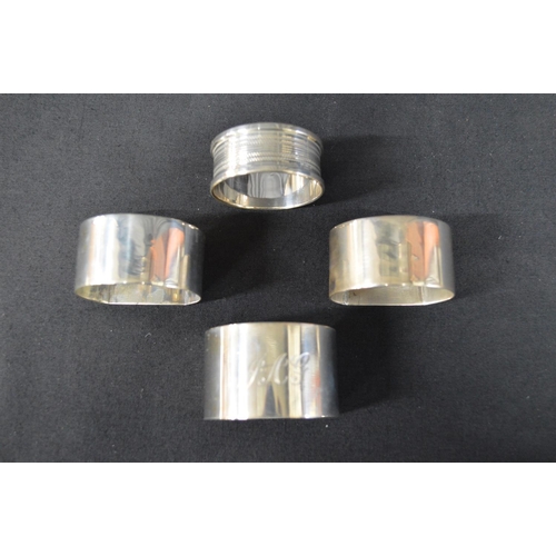 90 - Pair of silver napkin rings hallmarked for Birmingham together with one other hallmarked Birmingham ... 