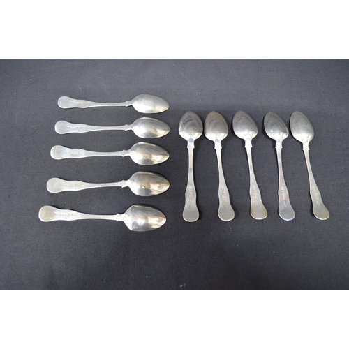 94 - Set of ten silver teaspoons hallmarked for Edinburgh (6.2ozt)