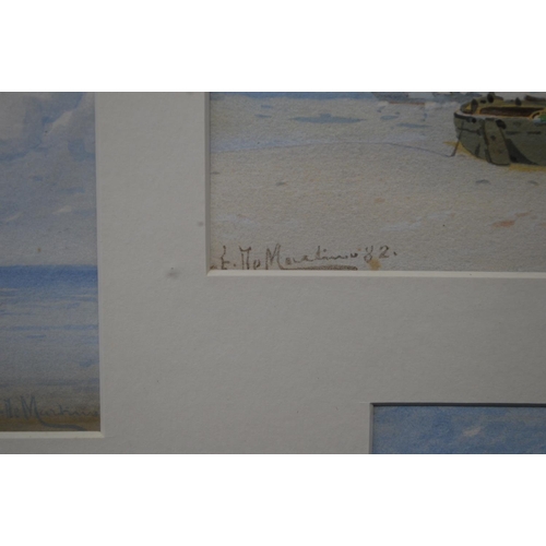 180D - Eduardo De Martino (1838-1912) group of four small watercolours of fishing boats, each signed and da... 