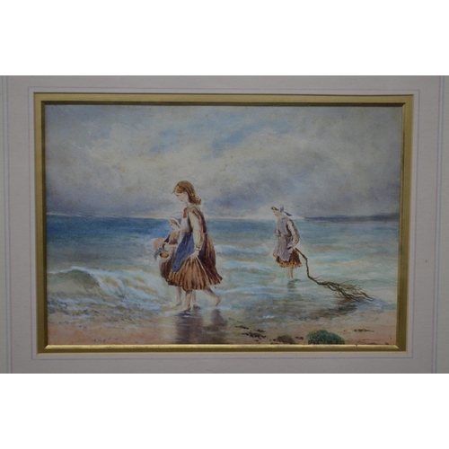 190A - Edward William Hereford, RN (1884-1915) watercolour titled Girls On Beach, No. 123 and signed EWH, i... 