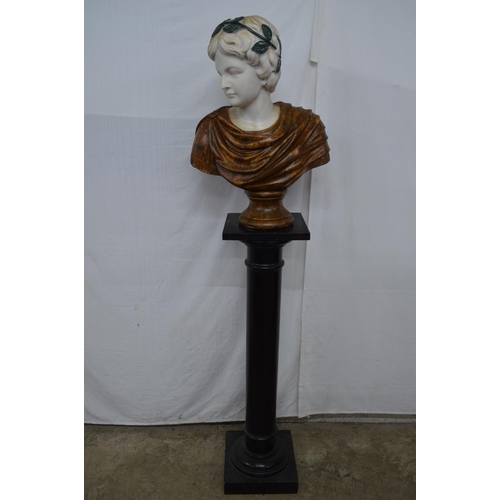 188 - Late 20th century resin bust of a young Roman lady - 24.5