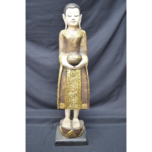 189 - Late 20th century carved wooden figure of Buddhist female holding a bowl - 31