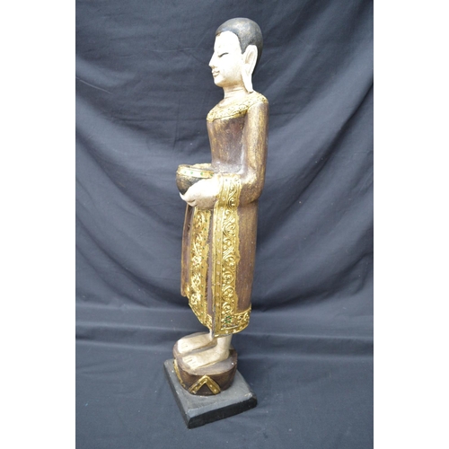 189 - Late 20th century carved wooden figure of Buddhist female holding a bowl - 31