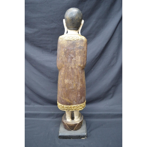 189 - Late 20th century carved wooden figure of Buddhist female holding a bowl - 31