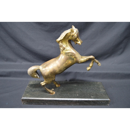 191 - 20th century brass figure of a rearing horse standing on rectangular base - 14