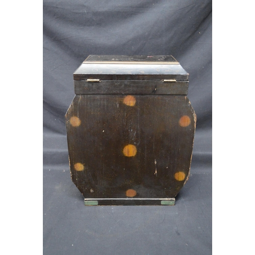 195 - 20th century Japanese lacquered table top cabinet with lift top over two doors opening to reveal dra... 