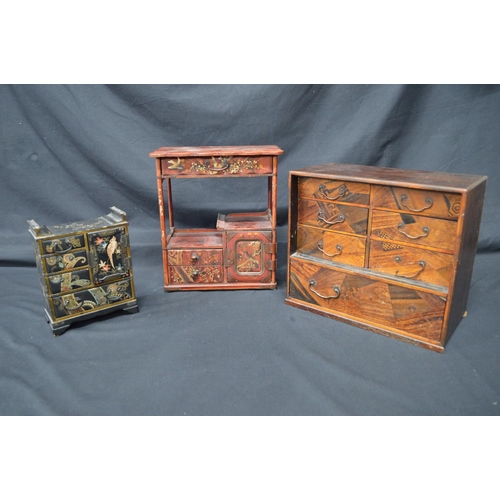 200 - 20th century Japanese black lacquered miniature table cabinet - 5.25