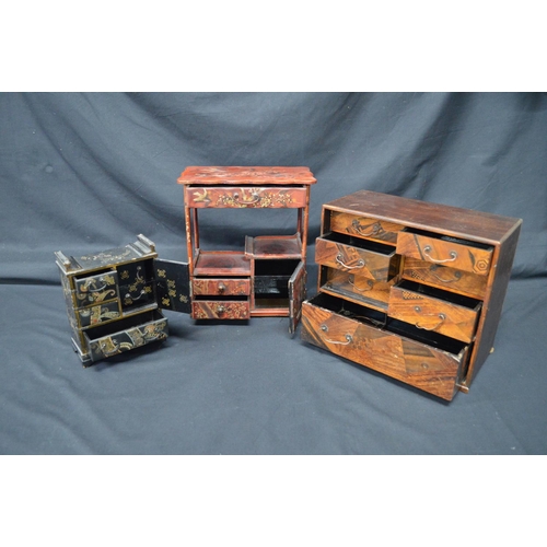 200 - 20th century Japanese black lacquered miniature table cabinet - 5.25