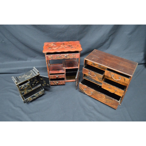 200 - 20th century Japanese black lacquered miniature table cabinet - 5.25