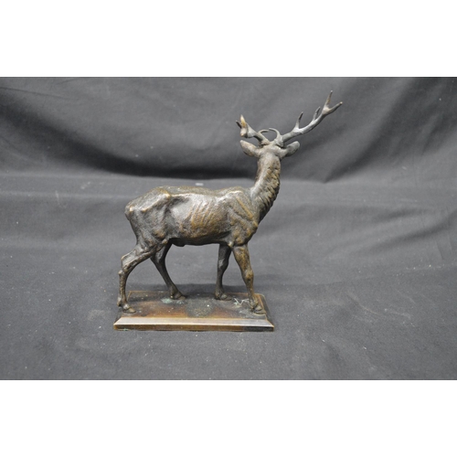 221 - Bronze figure of a stag standing on rectangular base, engraved Asjer & Sherwin, Makers, London on ed... 