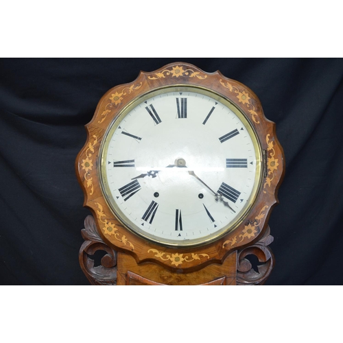 240 - Mahogany inlaid drop dial wall clock - 33
