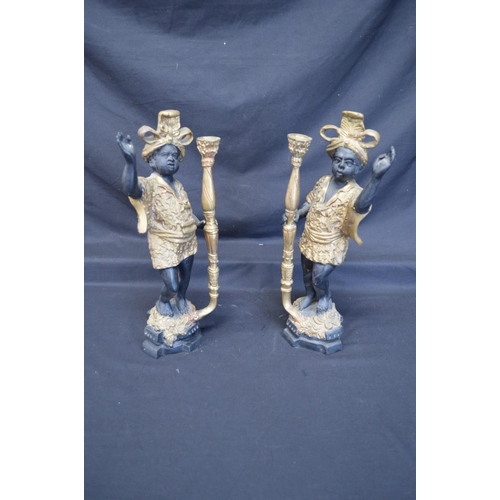 241 - Pair of late 20th century painted bronze figural candlesticks - 16