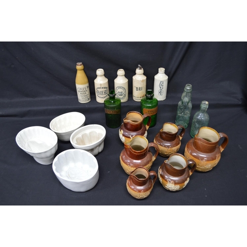 261 - Group of six Harvestware jugs together with four ceramic jelly moulds and quantity of stoneware and ... 
