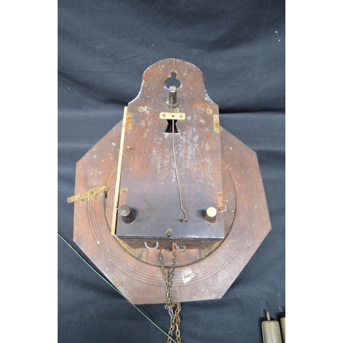 291 - Victorian mahogany cased postman's alarm clock having white painted wooden dial and black Roman Nume... 