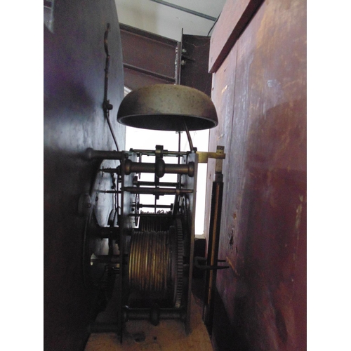 502 - Presbury, Coventry, inlaid mahogany longcase clock having silvered break arched dial with Roman Nume... 