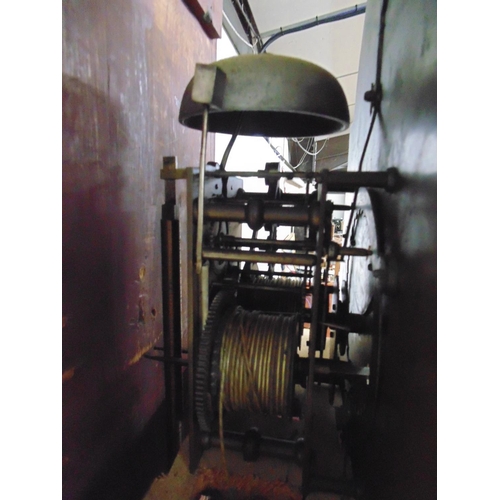 502 - Presbury, Coventry, inlaid mahogany longcase clock having silvered break arched dial with Roman Nume... 