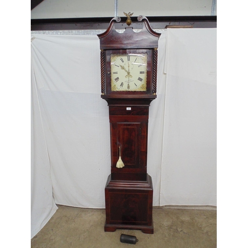 503 - Glaridy, Chepstow, inlaid mahogany longcase clock having square painted enamel face with Roman Numer... 