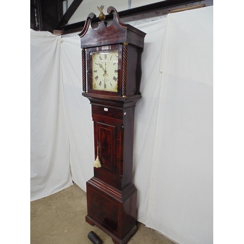 503 - Glaridy, Chepstow, inlaid mahogany longcase clock having square painted enamel face with Roman Numer... 