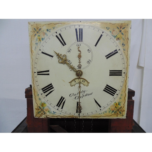 503 - Glaridy, Chepstow, inlaid mahogany longcase clock having square painted enamel face with Roman Numer... 