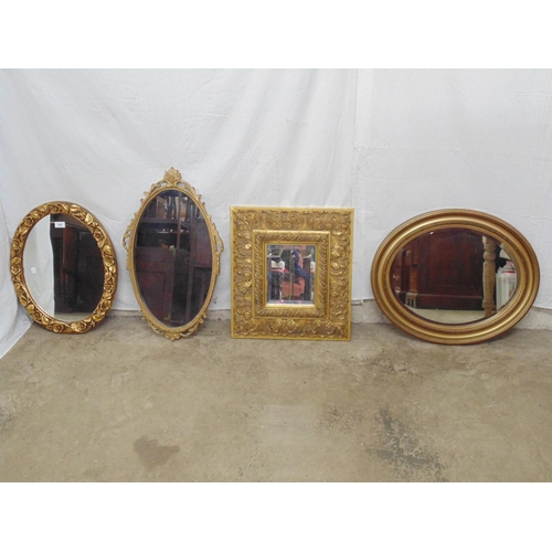 504 - Group of four gilt framed mirrors to comprise: ornate floral 17