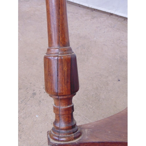 472 - Rosewood chess top occasional table having scalloped edge and standing on three turned legs leading ... 