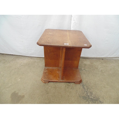 490 - Oak square occasional table the cut corner top over four section base ending in pad feet - 51cm x 51... 