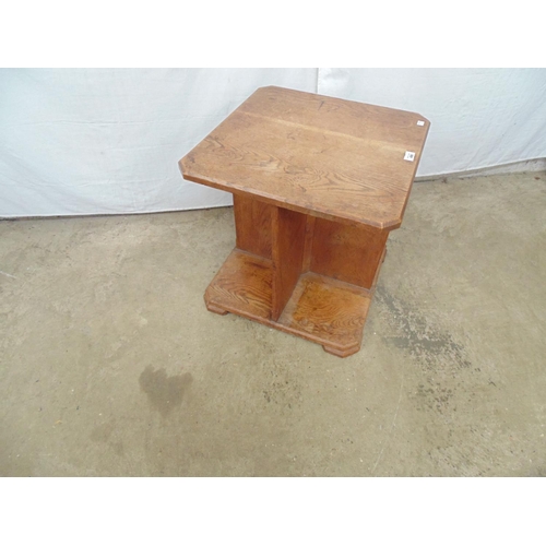 490 - Oak square occasional table the cut corner top over four section base ending in pad feet - 51cm x 51... 