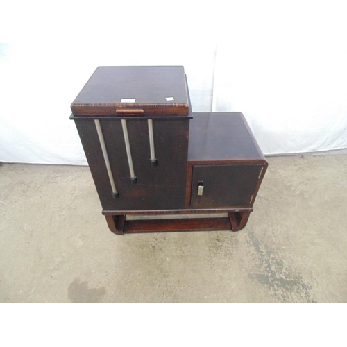 491 - Early 20th century inlaid sewing box/table, one section having lift up top to reveal work basket, th... 