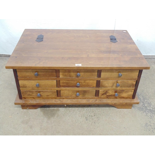 502 - Laura Ashley Made In Lithuania hardwood storage box/chest of drawers, one side having small hinged l... 