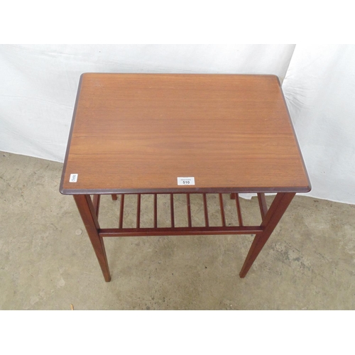 510 - Mid century teak occasional table having ladder style second tier, standing on tapering legs - 58cm ... 