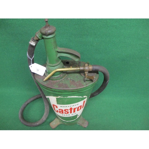 12 - Portable garage gear oil pump with hose and tap, having Castrol Hypoy 90 Gear Oil logos - 26