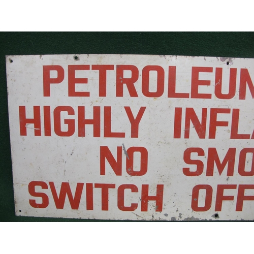 161 - Aluminium garage forecourt sign: Petroleum Spirit Highly Inflammable.  No Smoking.  Switch Off Engin... 