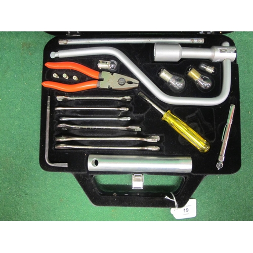 19 - Jaguar cars plastic tool box kit with tools, bulbs and tyre pressure gauge