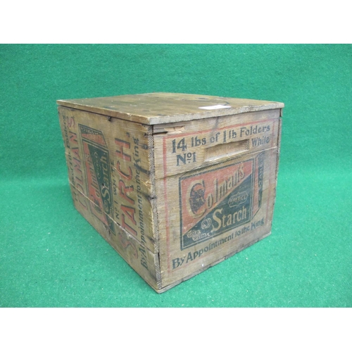 363 - Theatrical non-opening, aged, wooden box printed on four sides for Colman's Starch 14lb of 1lb folde... 